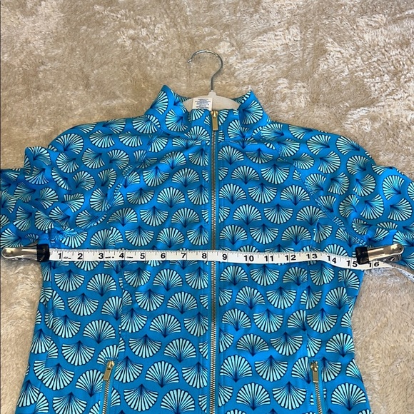Sigrid Olsen Blue Bomber Jacket‎ with All-Over Pattern - Picture 7 of 9